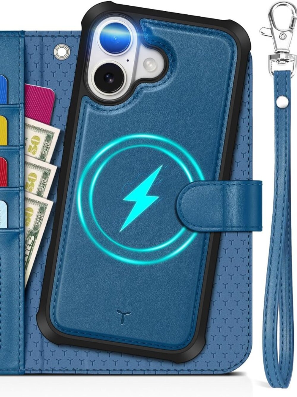 iPhone 17 Detachable Wallet Case RFID 4 Card MagSafe Light Blue